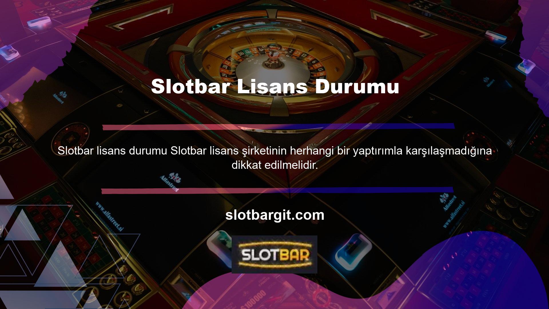Slotbar lisansı ve şirket bilgileri